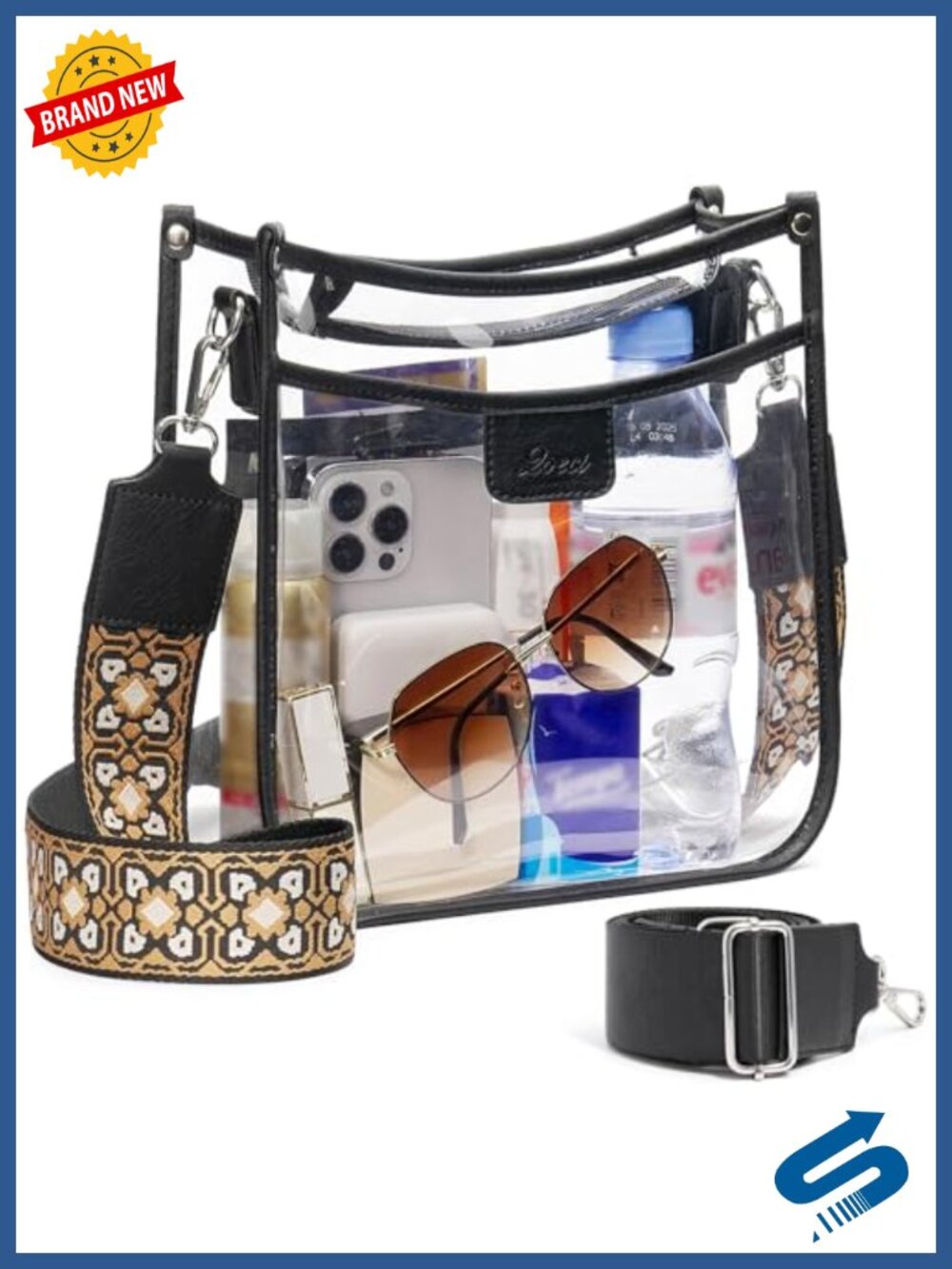 Clear Crossbody Bag Stadium Approved with 2 Straps See Through Concert Purse